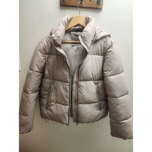 Puffa Womens Puffer Jacket Hooded Beige Warm Size S